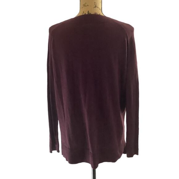 Chelsea28 Oversize V Neck High Low Sweater In Burgundy Stem Size Small - Picture 7 of 10